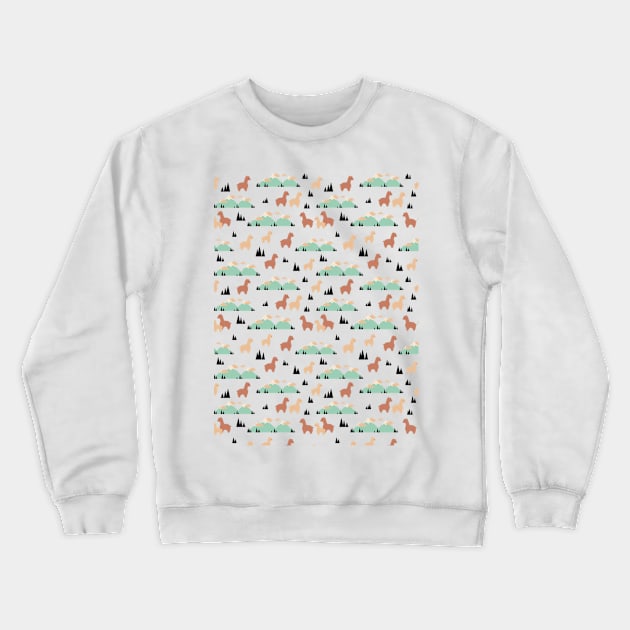 Vintage Spring Alpaca Garden Crewneck Sweatshirt by FlinArt